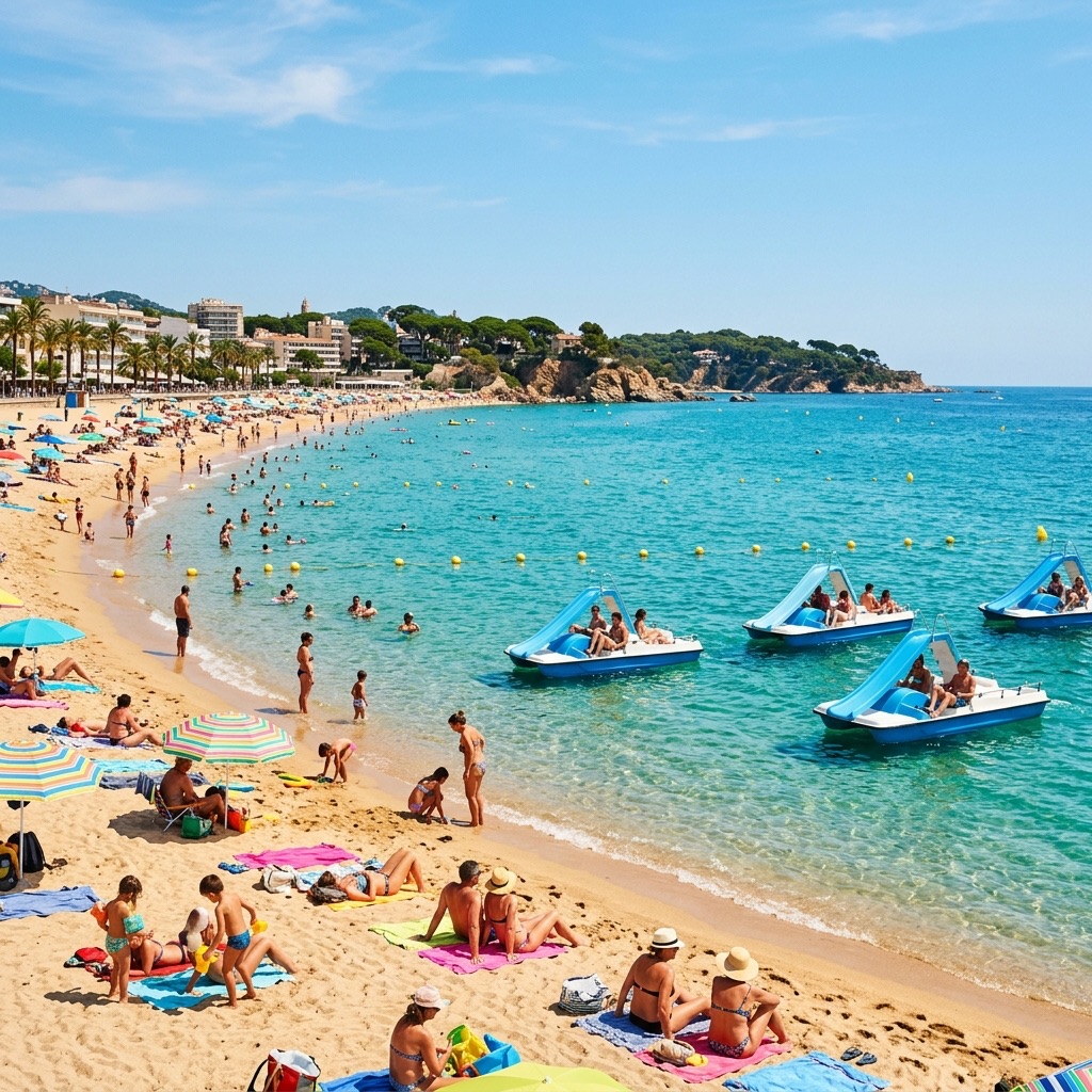 Pédalos sur la plage de Platja d'Aro, Costa Brava